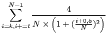 $\displaystyle \sum_{i=k, i+=t}^{N-1} \frac{4}{N \times \left (1+ (\frac{i+0.5}{N})^2 \right)}$