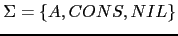 $ \Sigma = \{A, CONS, NIL \}$